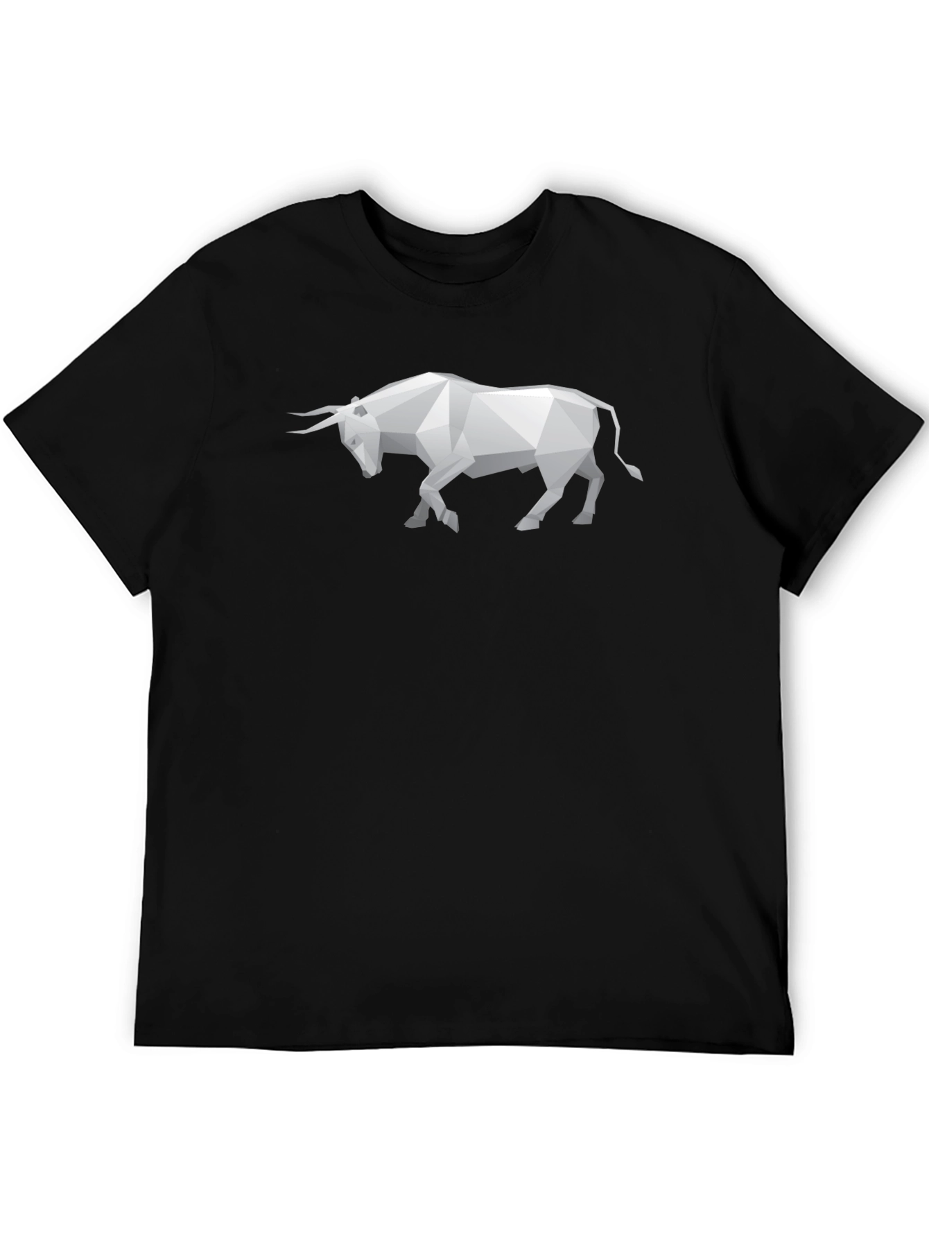 Geometric Bull Graphic Tee - Stylish Black T-Shirt
