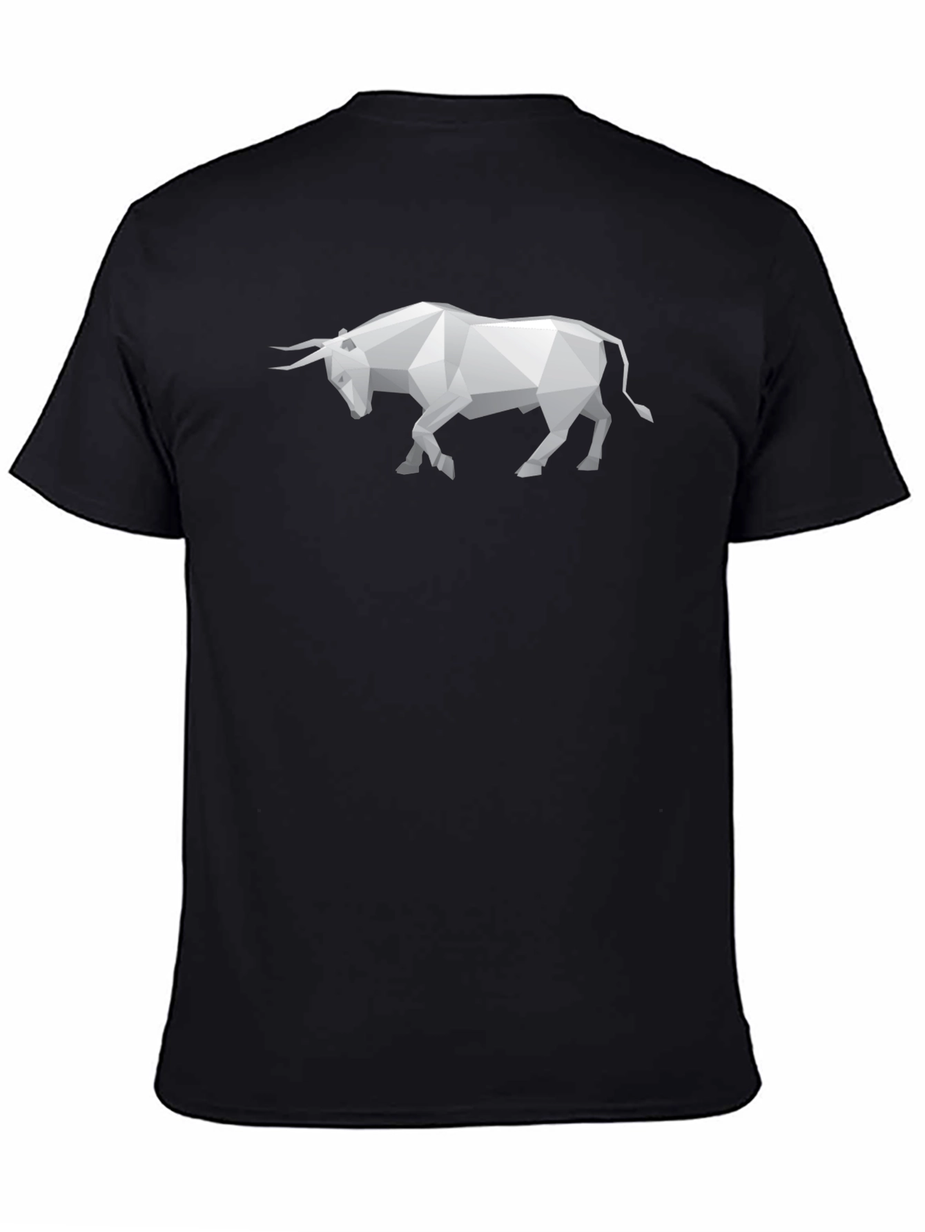 Geometric Bull Graphic Tee - Stylish Black T-Shirt