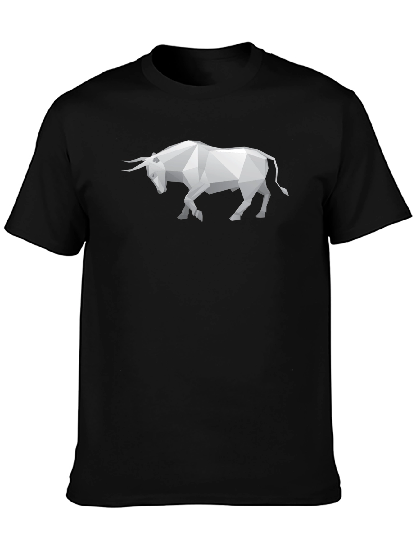 Geometric Bull Graphic Tee - Stylish Black T-Shirt