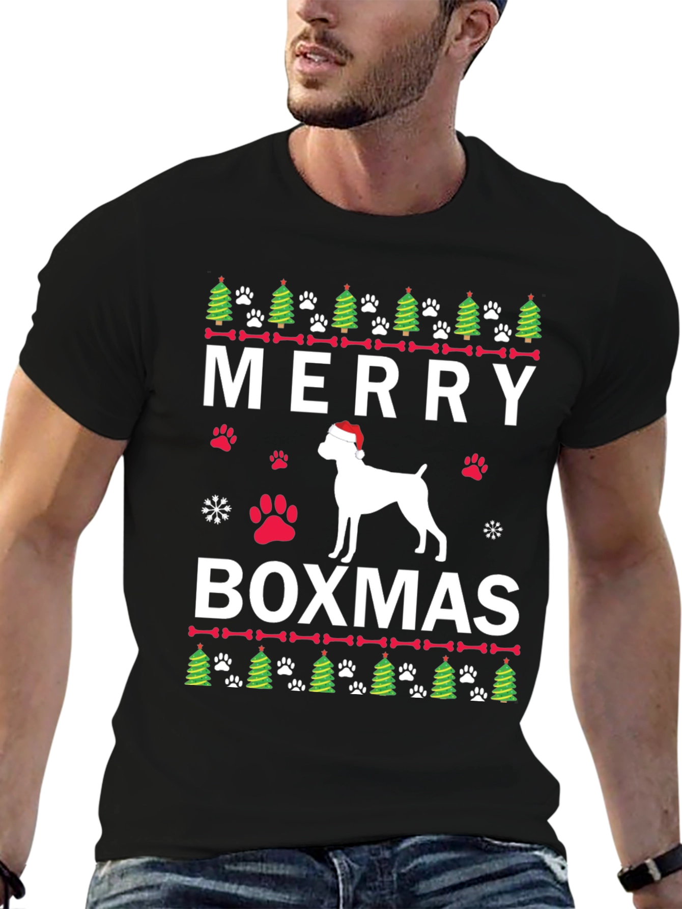 Merry Boxmas Dog Christmas T-Shirt