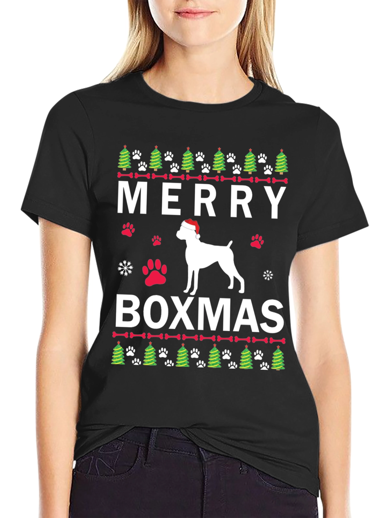Merry Boxmas Dog Christmas T-Shirt