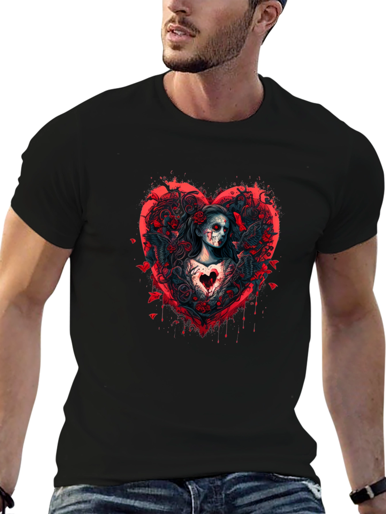 Grim Romance T-Shirt: Gothic Heart Design