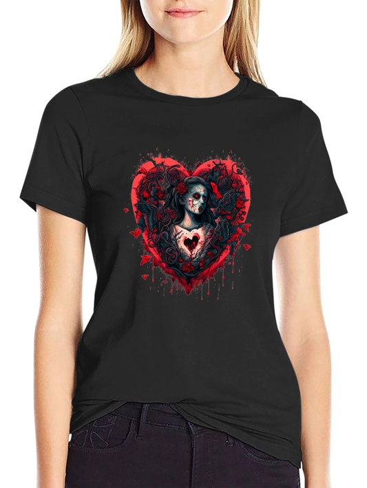 Grim Romance T-Shirt: Gothic Heart Design