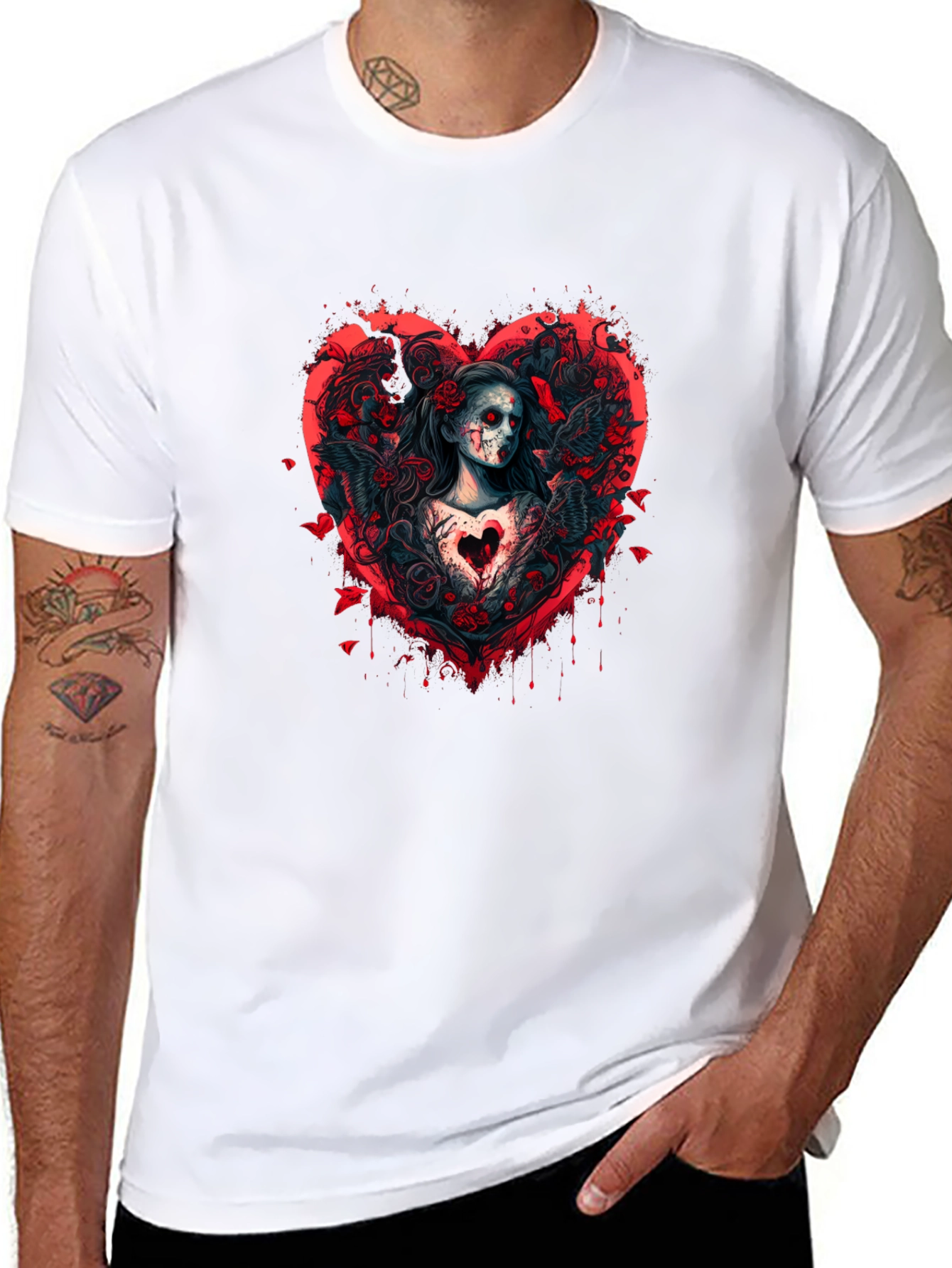 Grim Romance T-Shirt: Gothic Heart Design