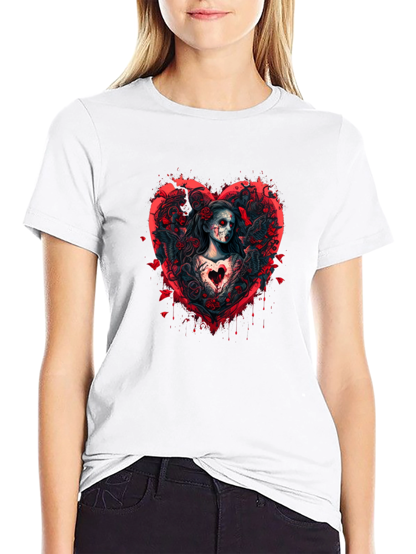 Grim Romance T-Shirt: Gothic Heart Design
