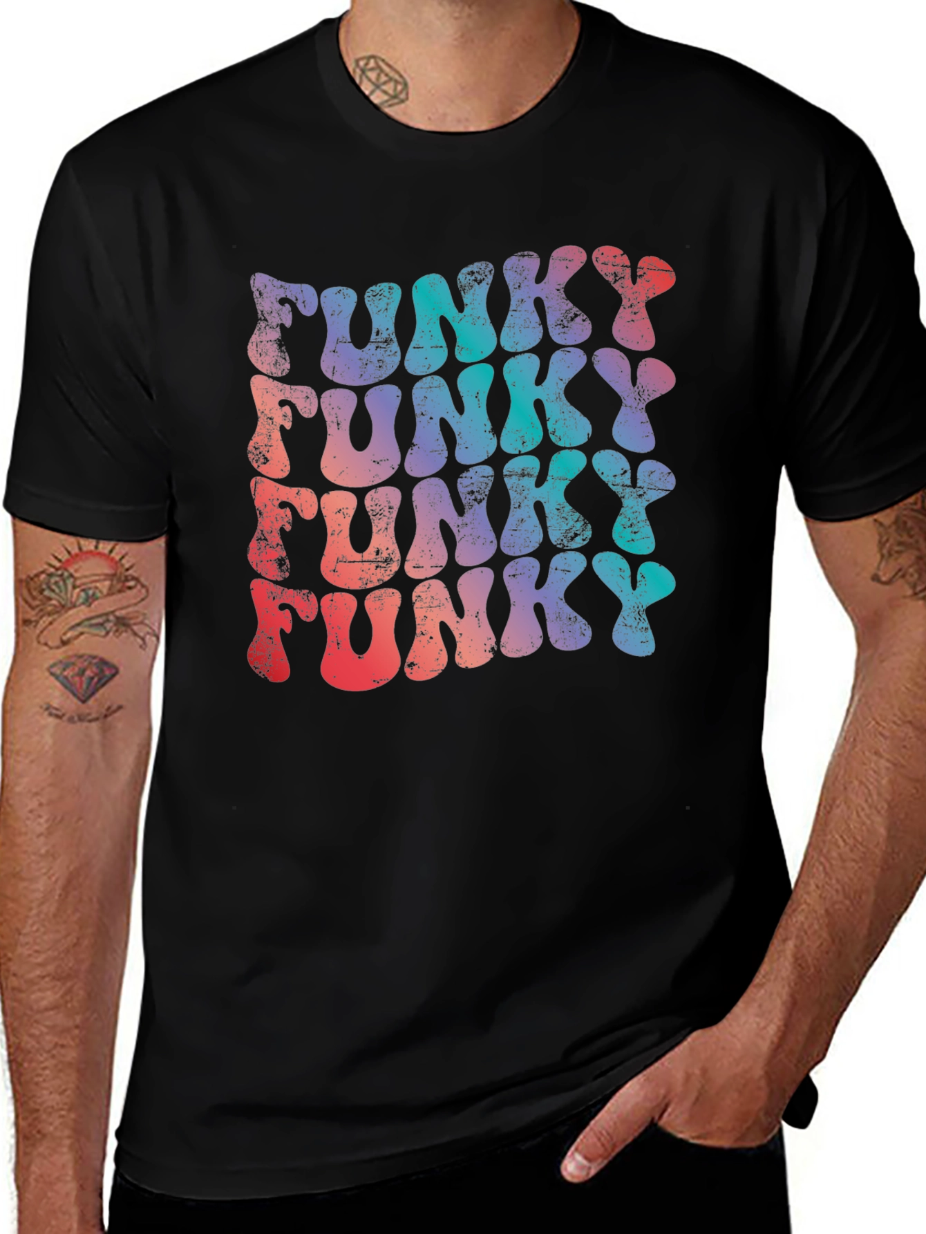 Funky Retro Graphic T-Shirt - Black