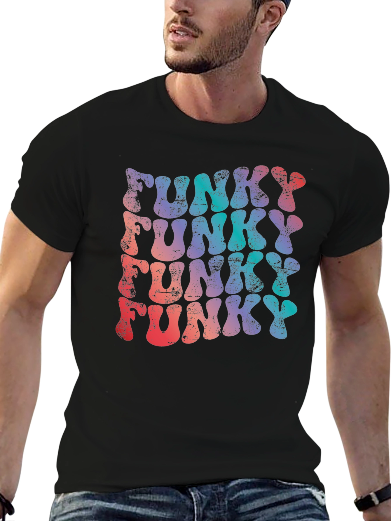 Funky Retro Graphic T-Shirt - Black
