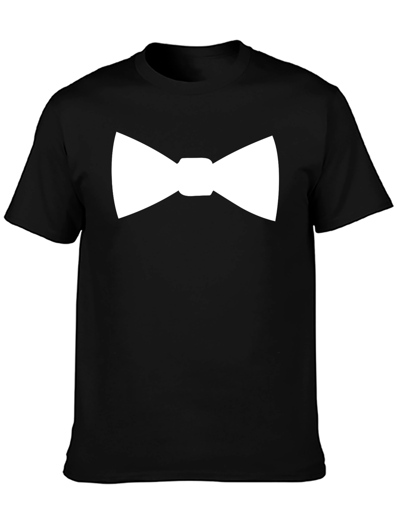 White Bowtie Black T-Shirt