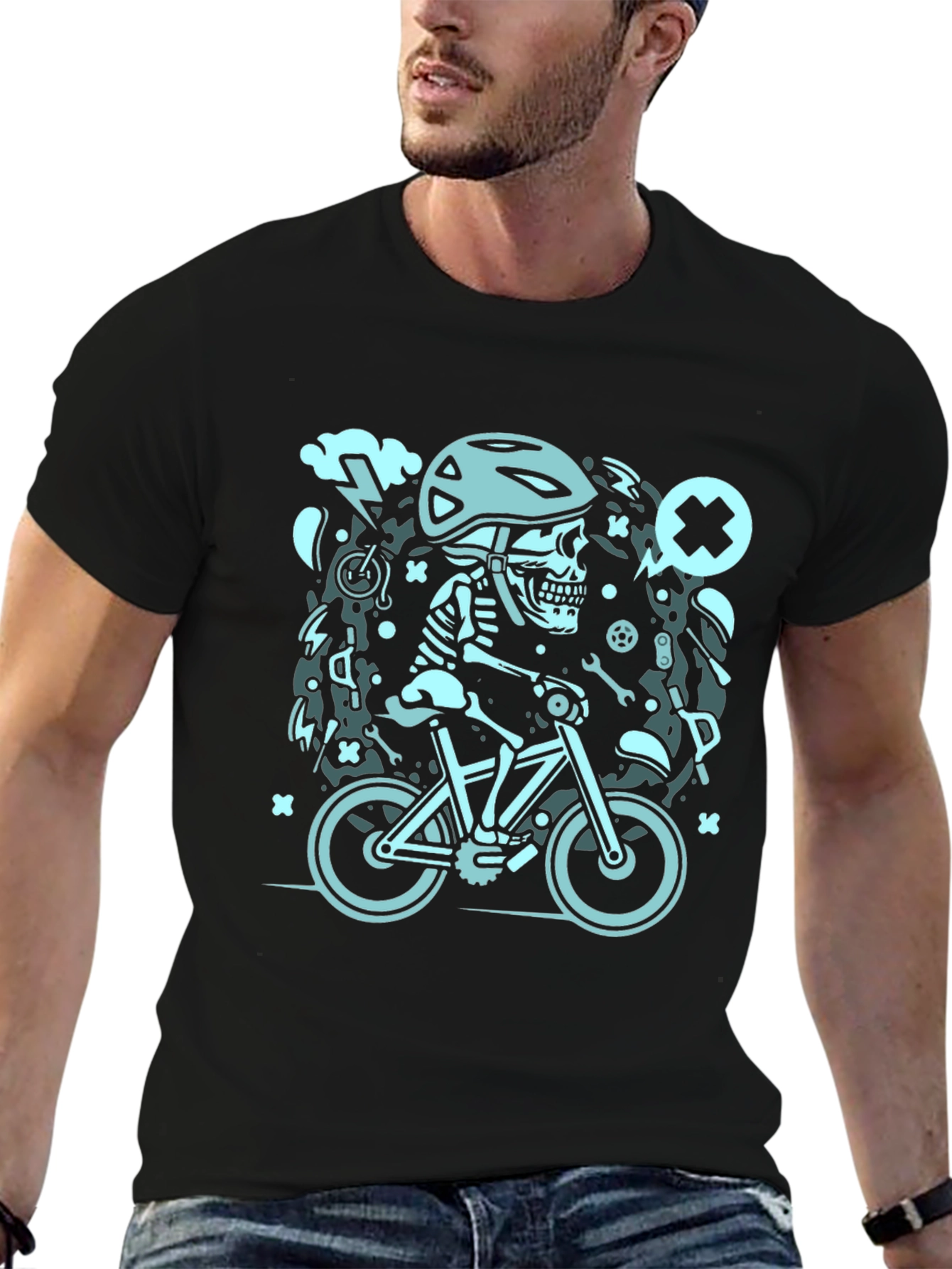 Skeleton Biker Graphic Tee