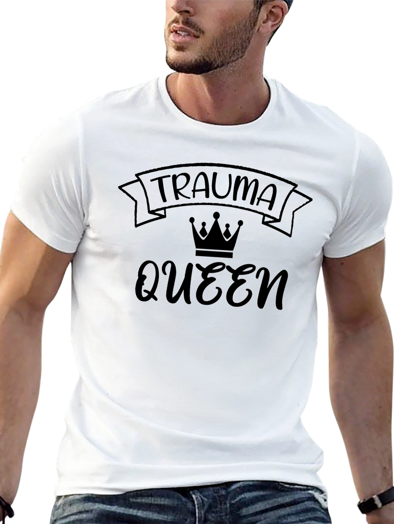 Trauma Queen Graphic Tee - Black Crew Neck T-Shirt
