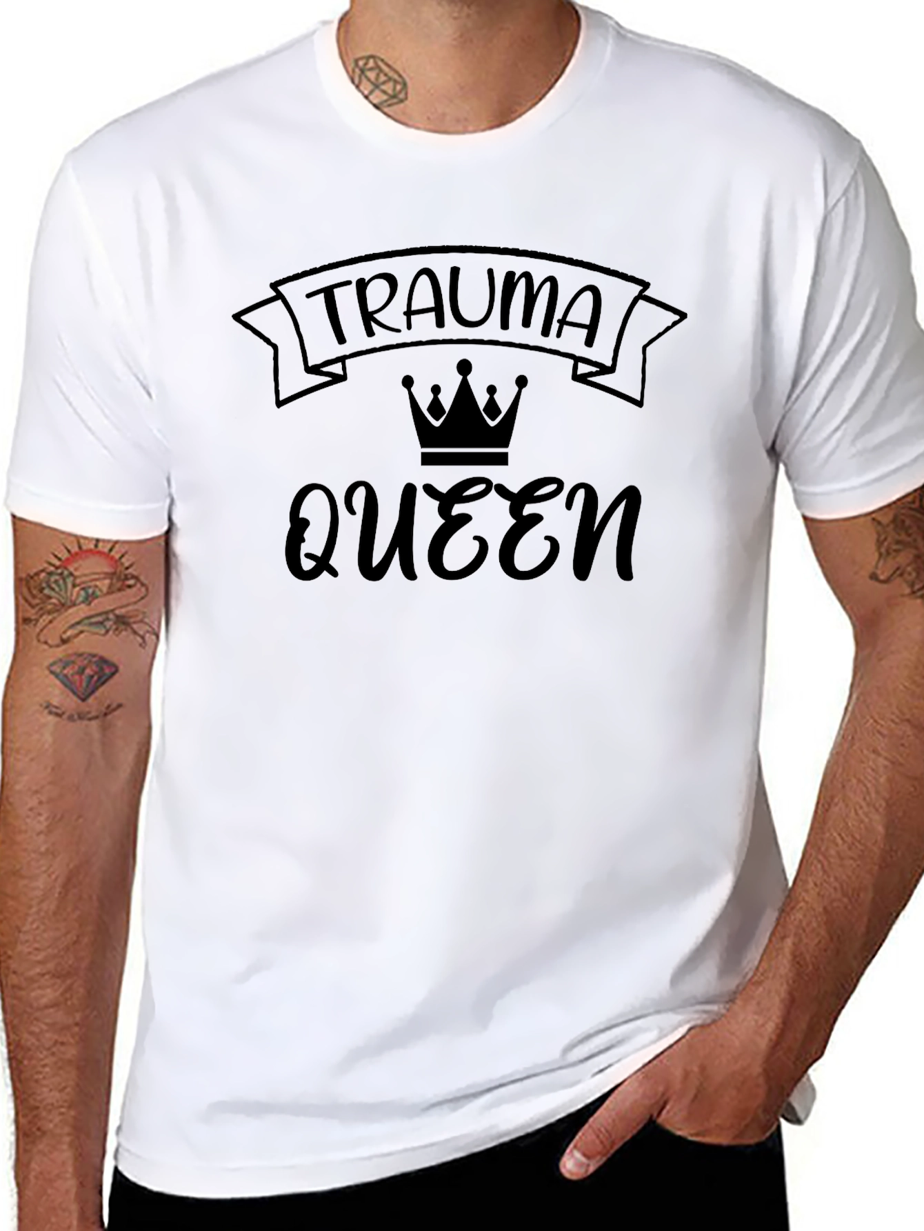 Trauma Queen Graphic Tee - Black Crew Neck T-Shirt