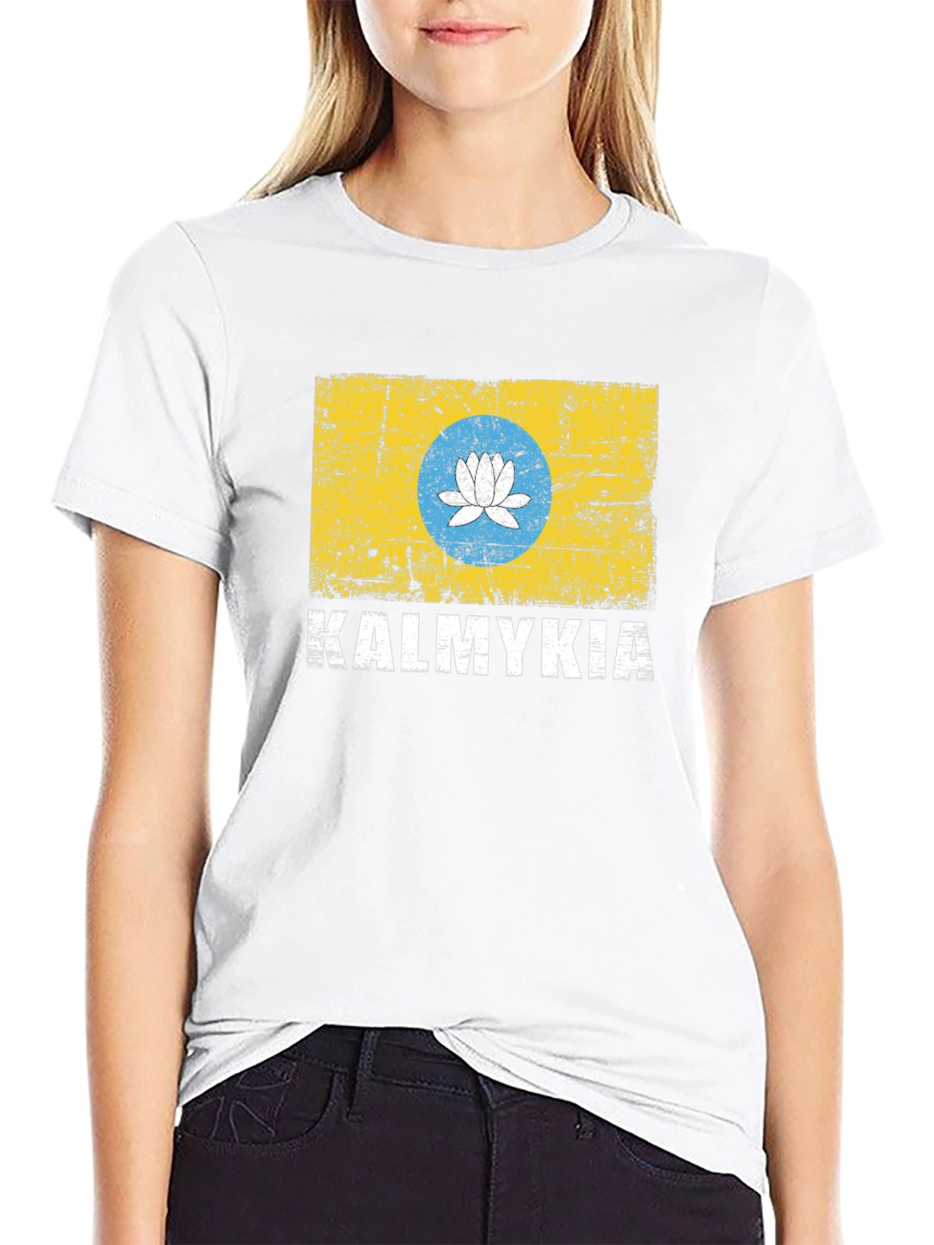 Kalmykia Flag T-Shirt - Distressed Design