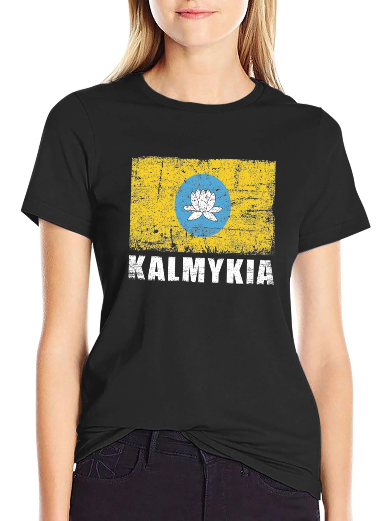 Kalmykia Flag T-Shirt - Distressed Design