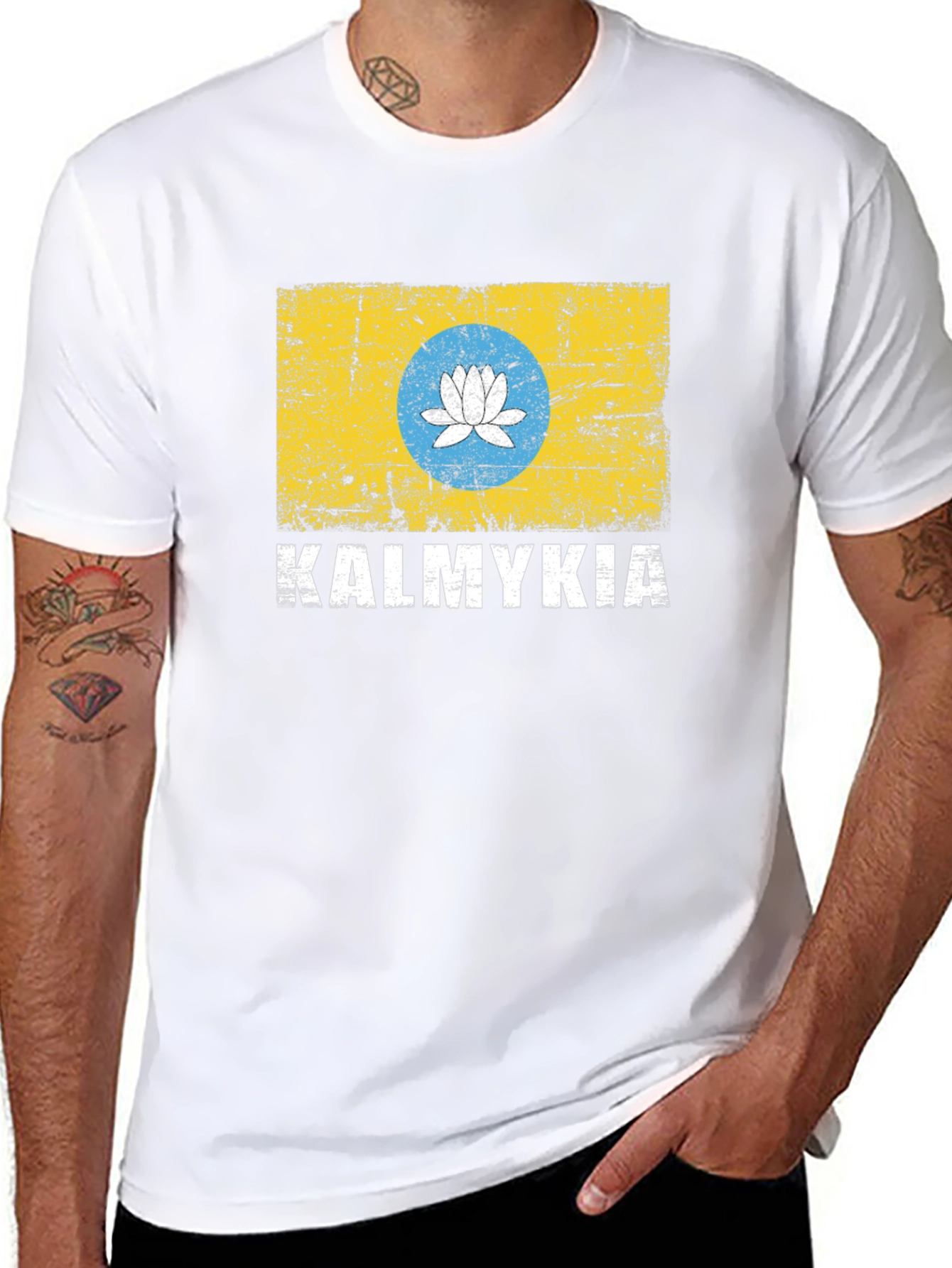 Kalmykia Flag T-Shirt - Distressed Design