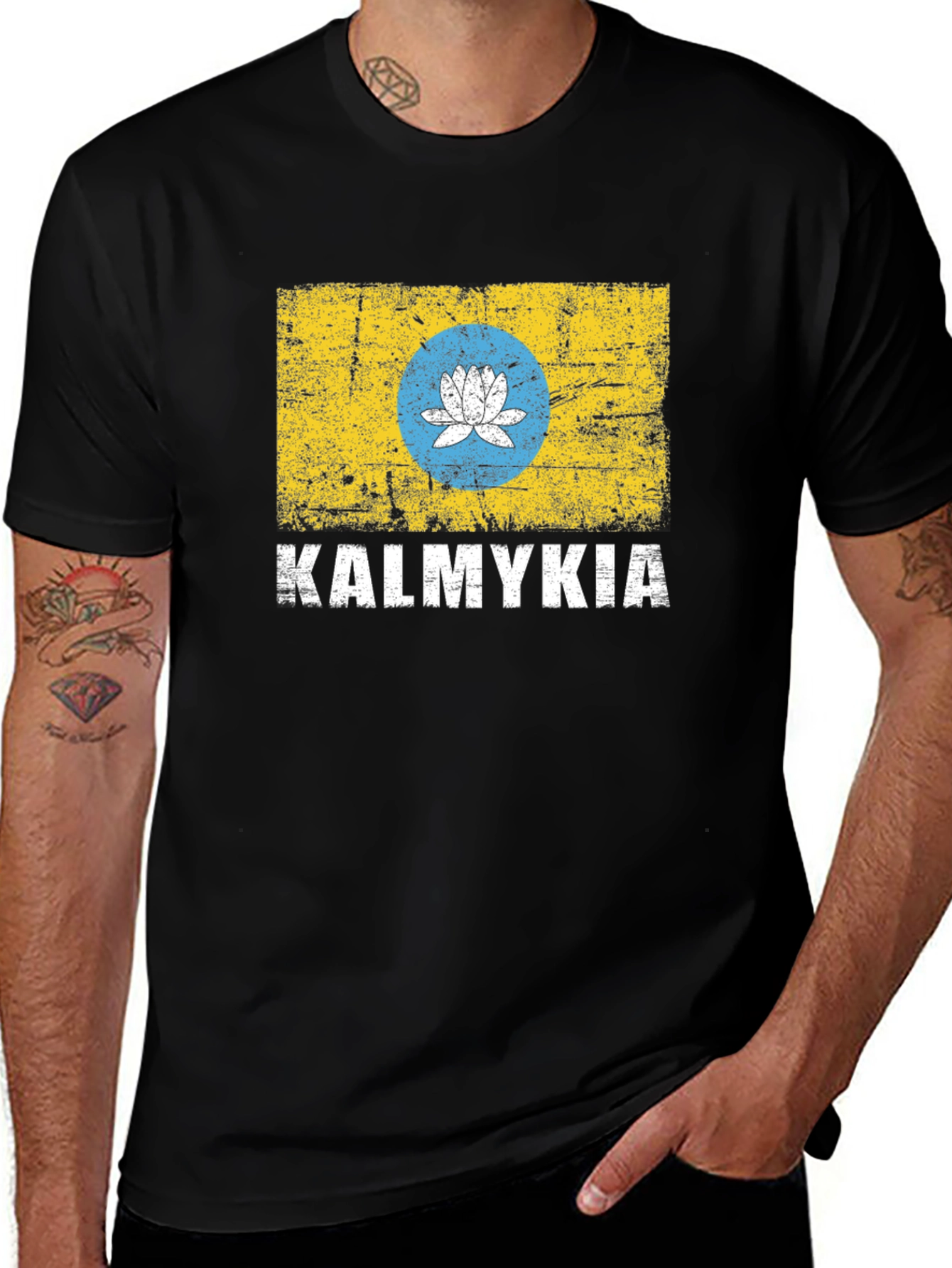 Kalmykia Flag T-Shirt - Distressed Design