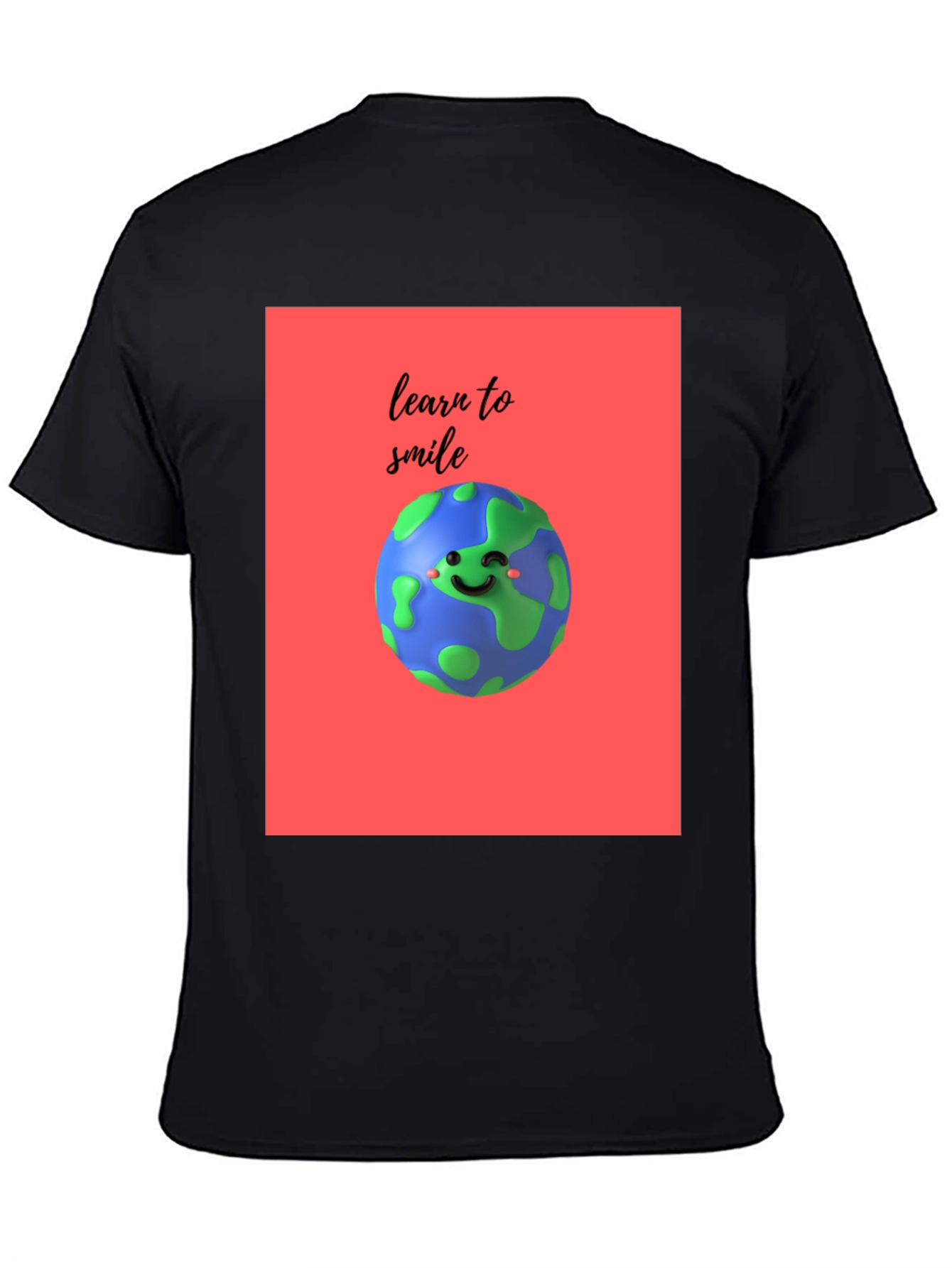 Learn to Smile Earth Graphic Black T-Shirt