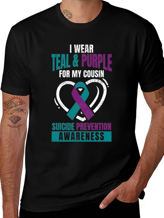 Suicide Prevention Awareness T-Shirt - Teal & Purple Cousin Support