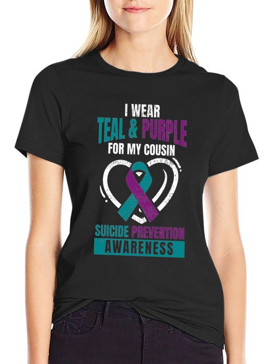 Suicide Prevention Awareness T-Shirt - Teal & Purple Cousin Support
