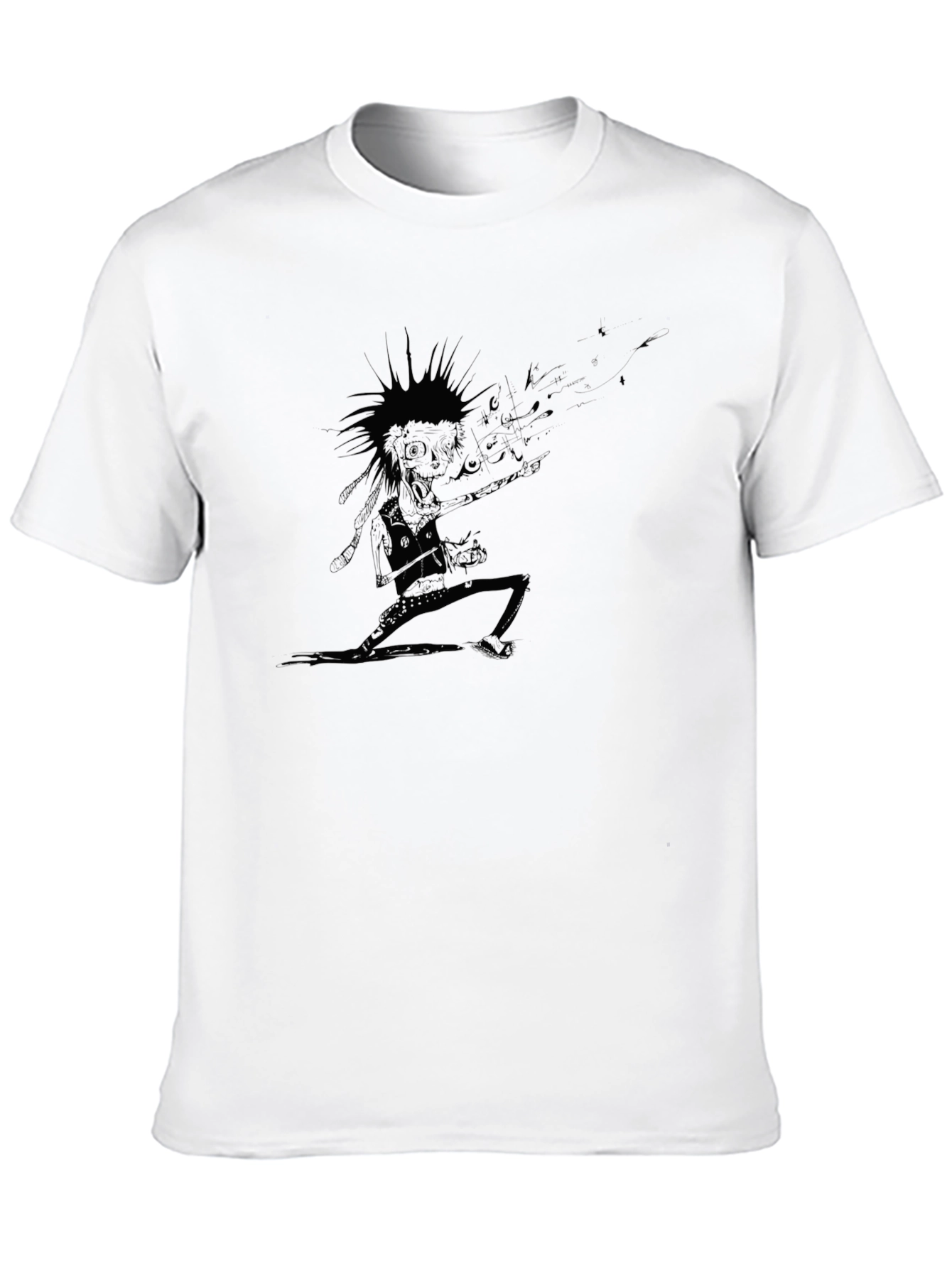 Edgy Graphic Tee - Punk Rock Skeleton Guitarist