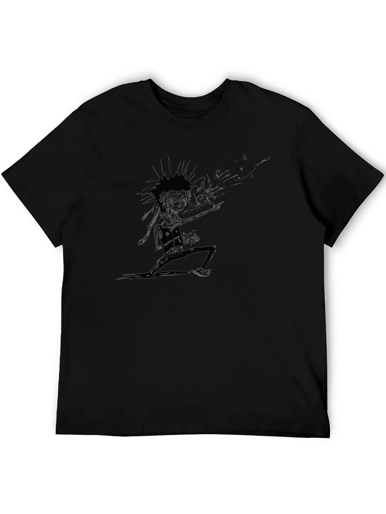 Edgy Graphic Tee - Punk Rock Skeleton Guitarist