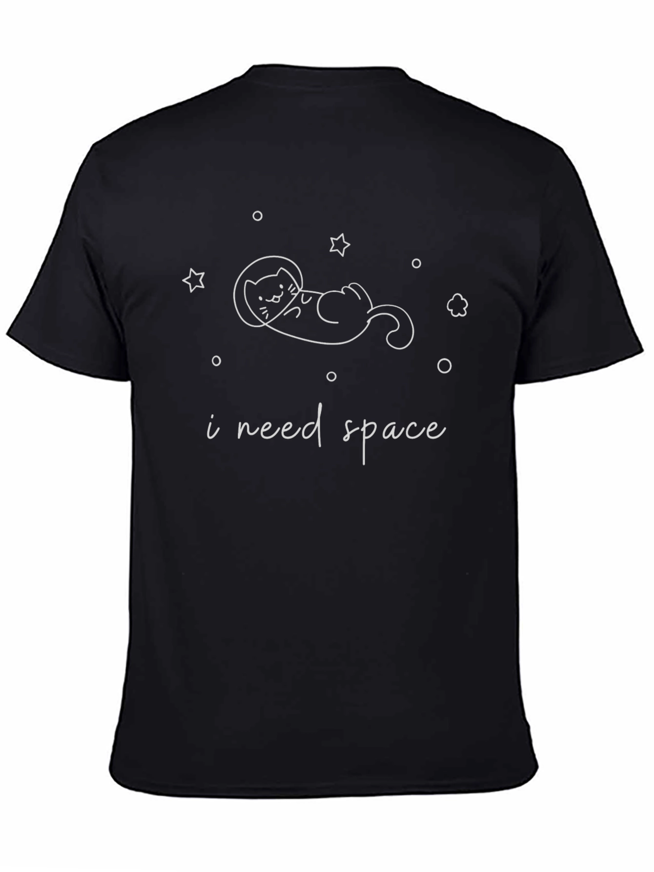 I Need Space Cat Astronaut Black T-Shirt