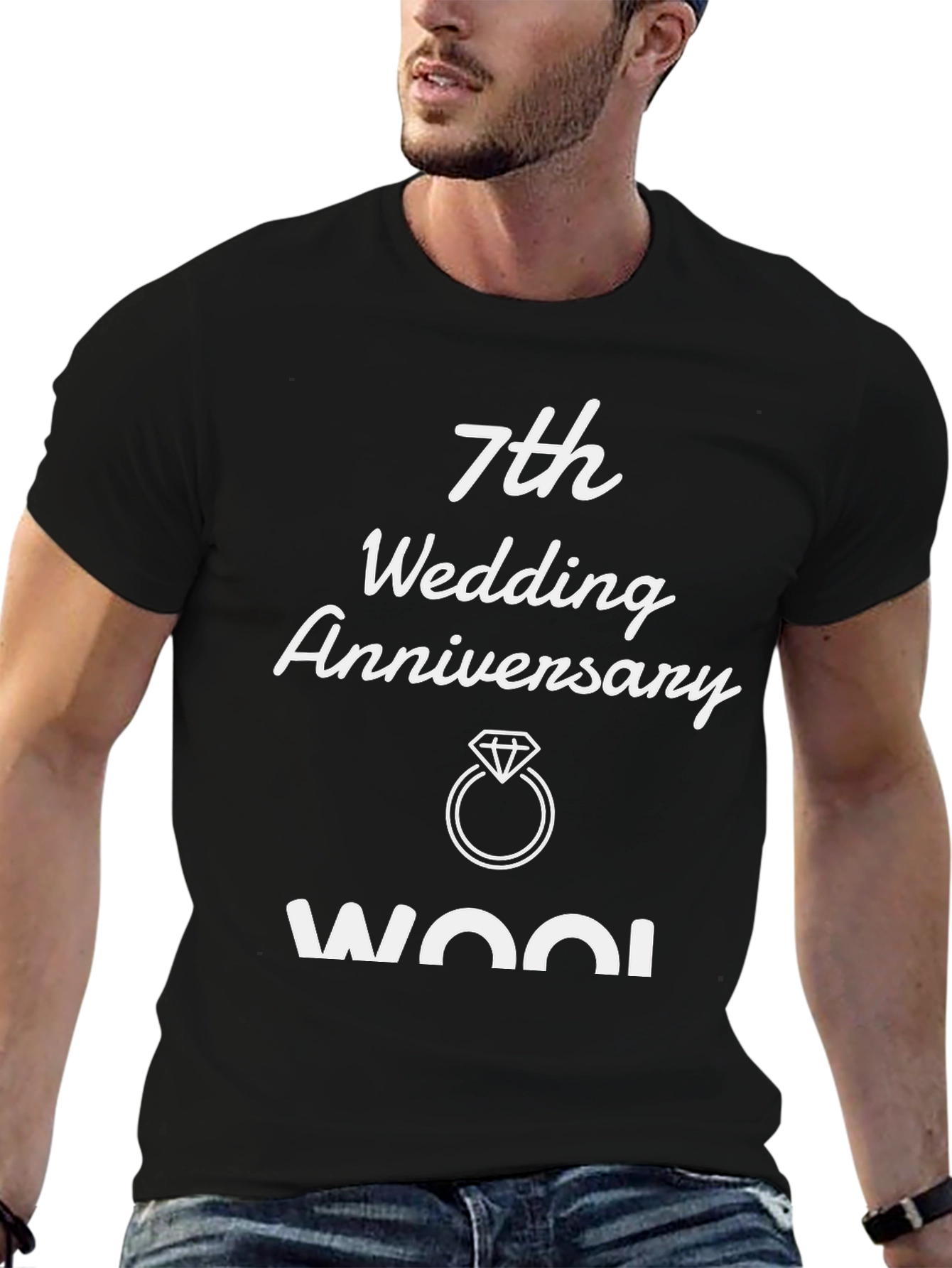 7th Anniversary Wool T-Shirt - Black