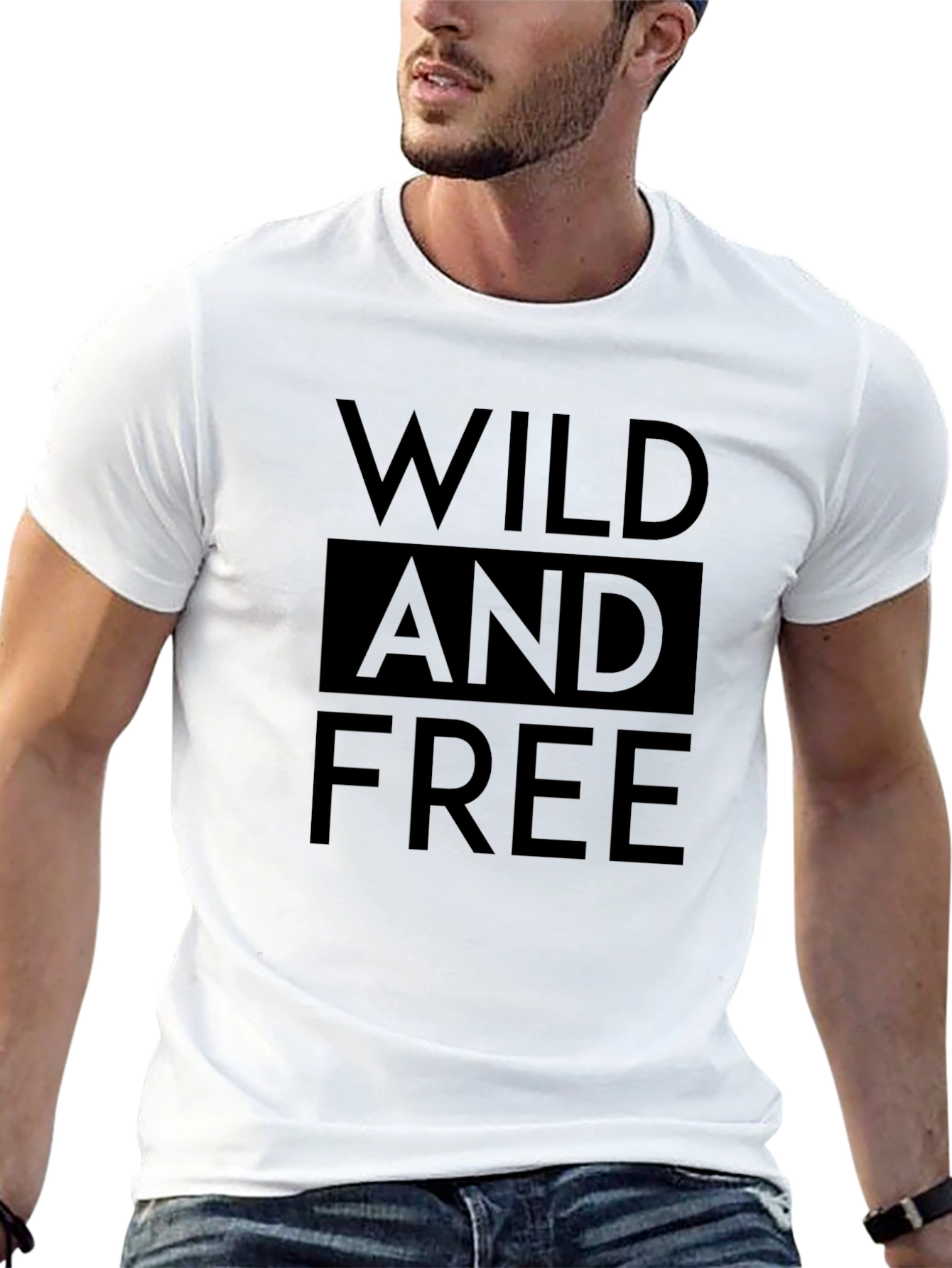 Wild and Free Graphic Black T-Shirt for Men