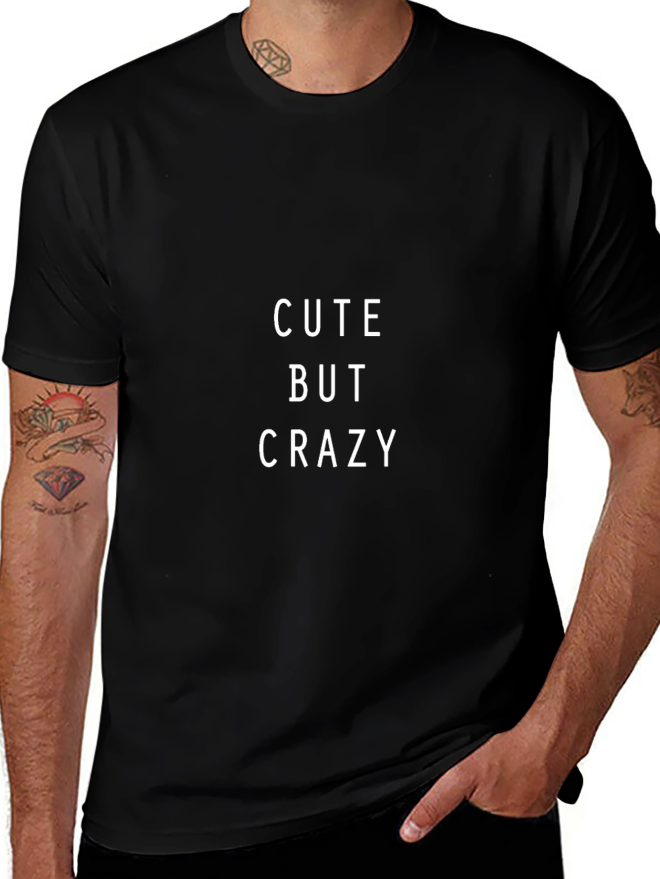Cute But Crazy Graphic Tee - Casual Black T-Shirt
