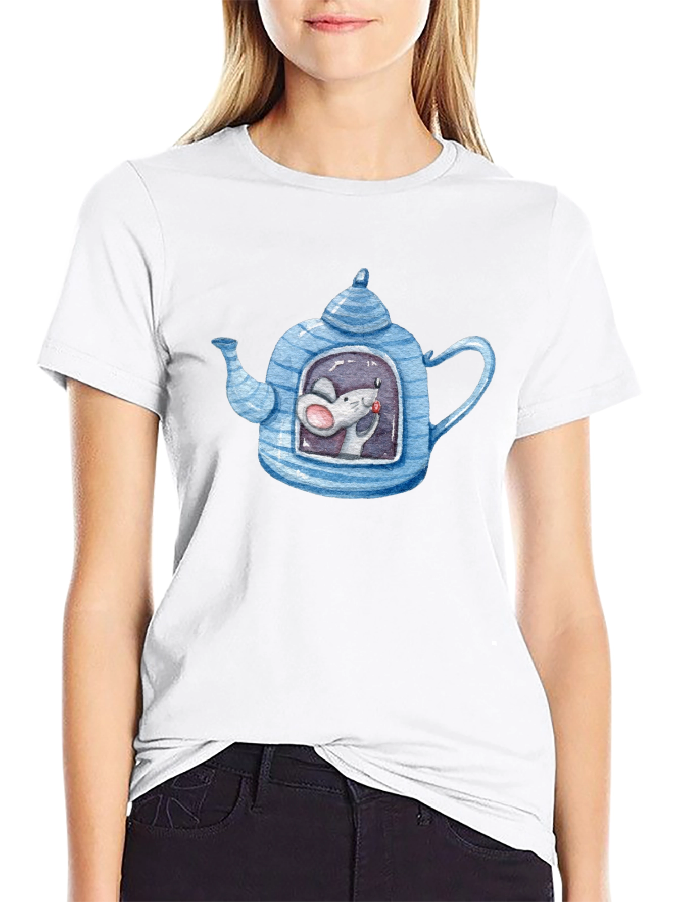 Quirky Mouse in Teapot Graphic Tee