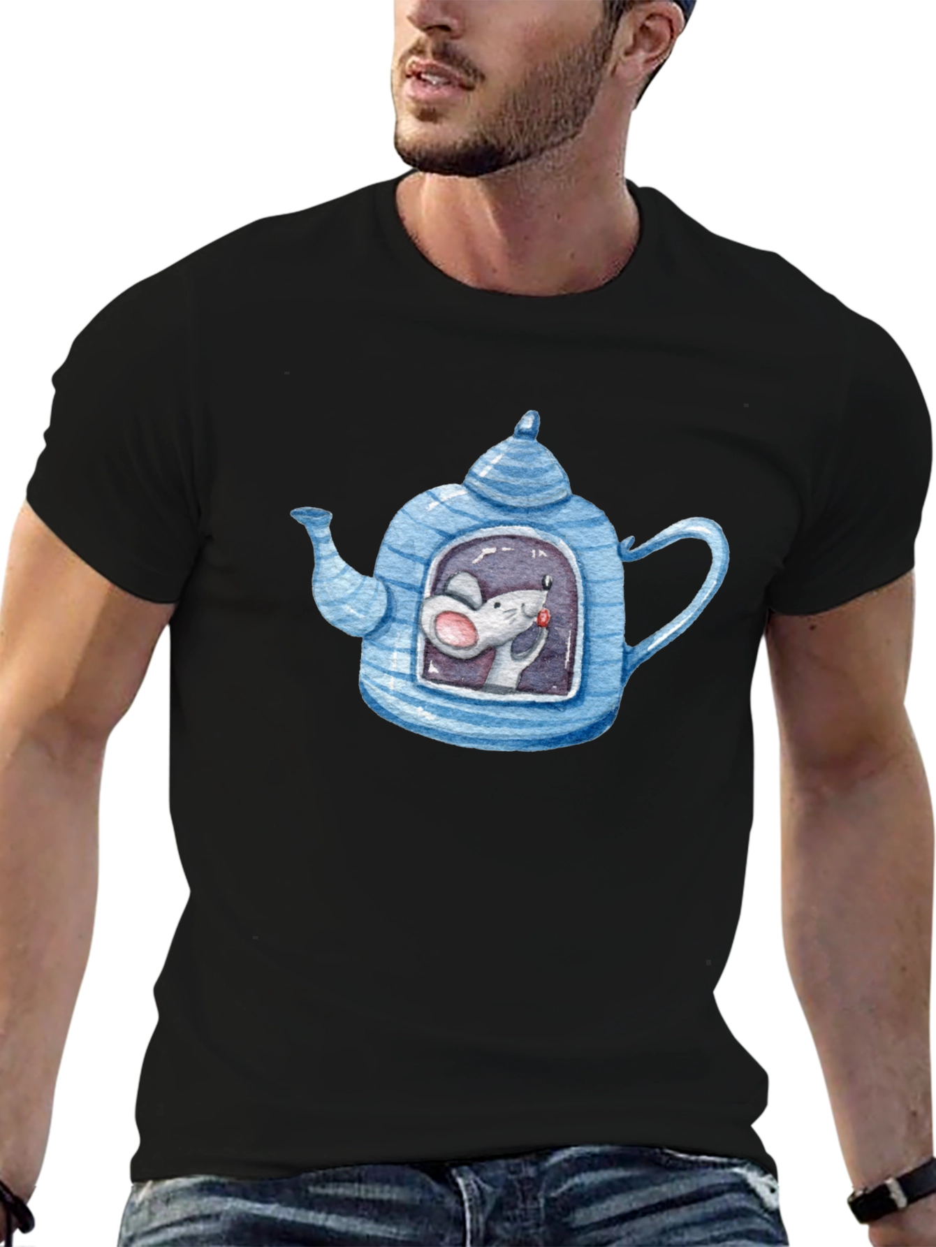 Quirky Mouse in Teapot Graphic Tee