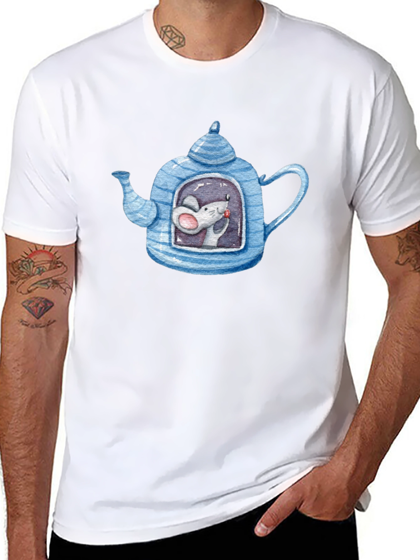 Quirky Mouse in Teapot Graphic Tee