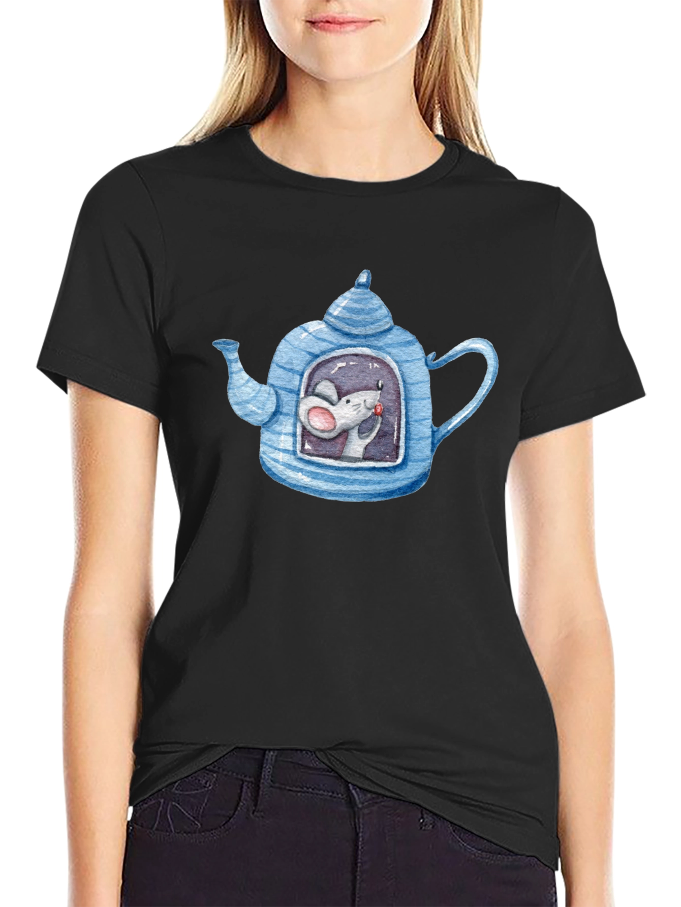 Quirky Mouse in Teapot Graphic Tee