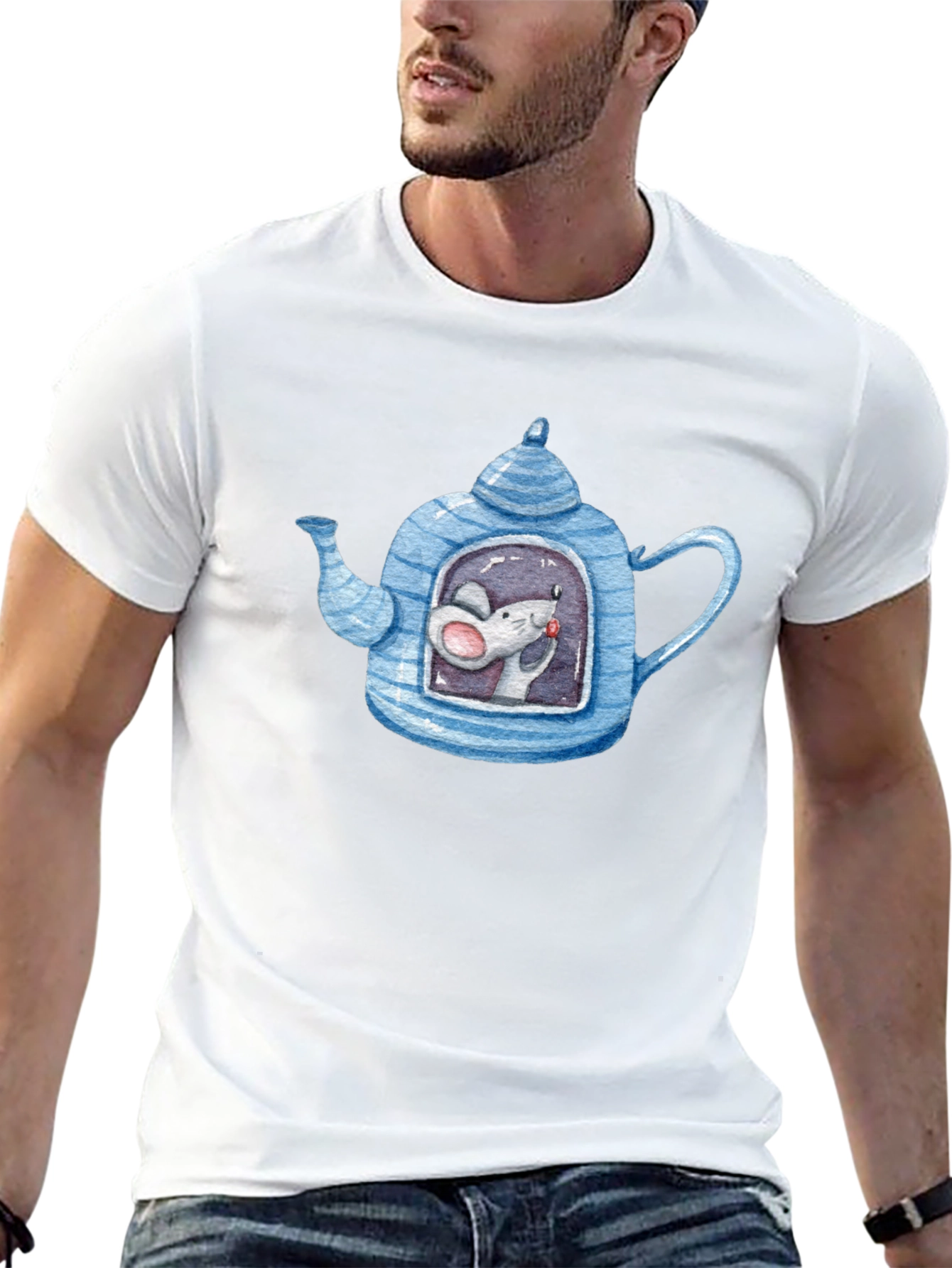 Quirky Mouse in Teapot Graphic Tee