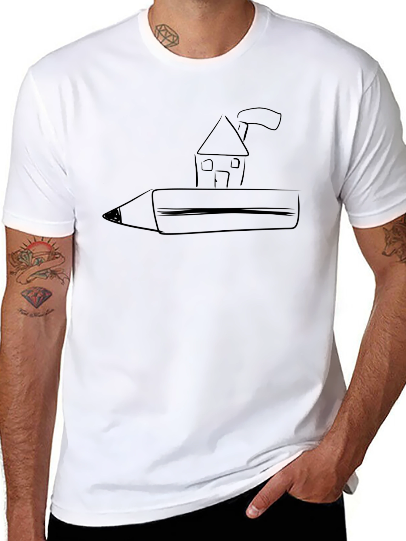 Creative House Pencil Sketch T-Shirt
