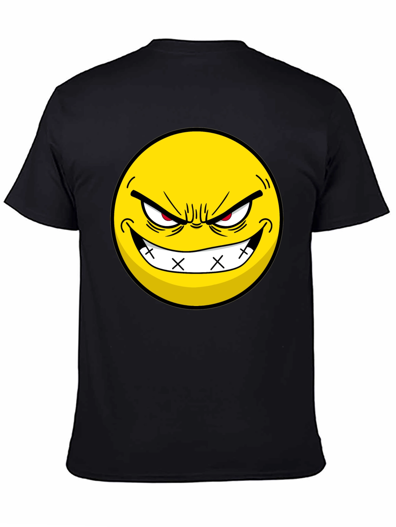 Evil Grin Emoji Black T-Shirt - Express Yourself!