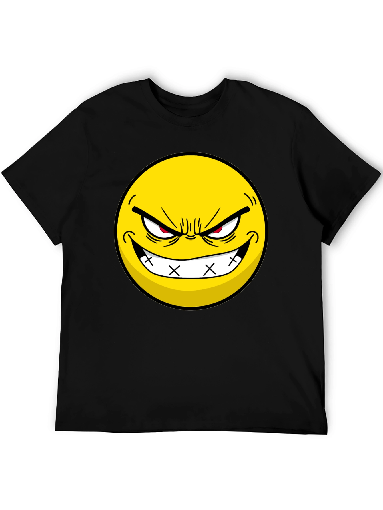 Evil Grin Emoji Black T-Shirt - Express Yourself!