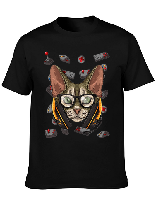 Gamer Cat Graphic T-Shirt - Cool Novelty Tee