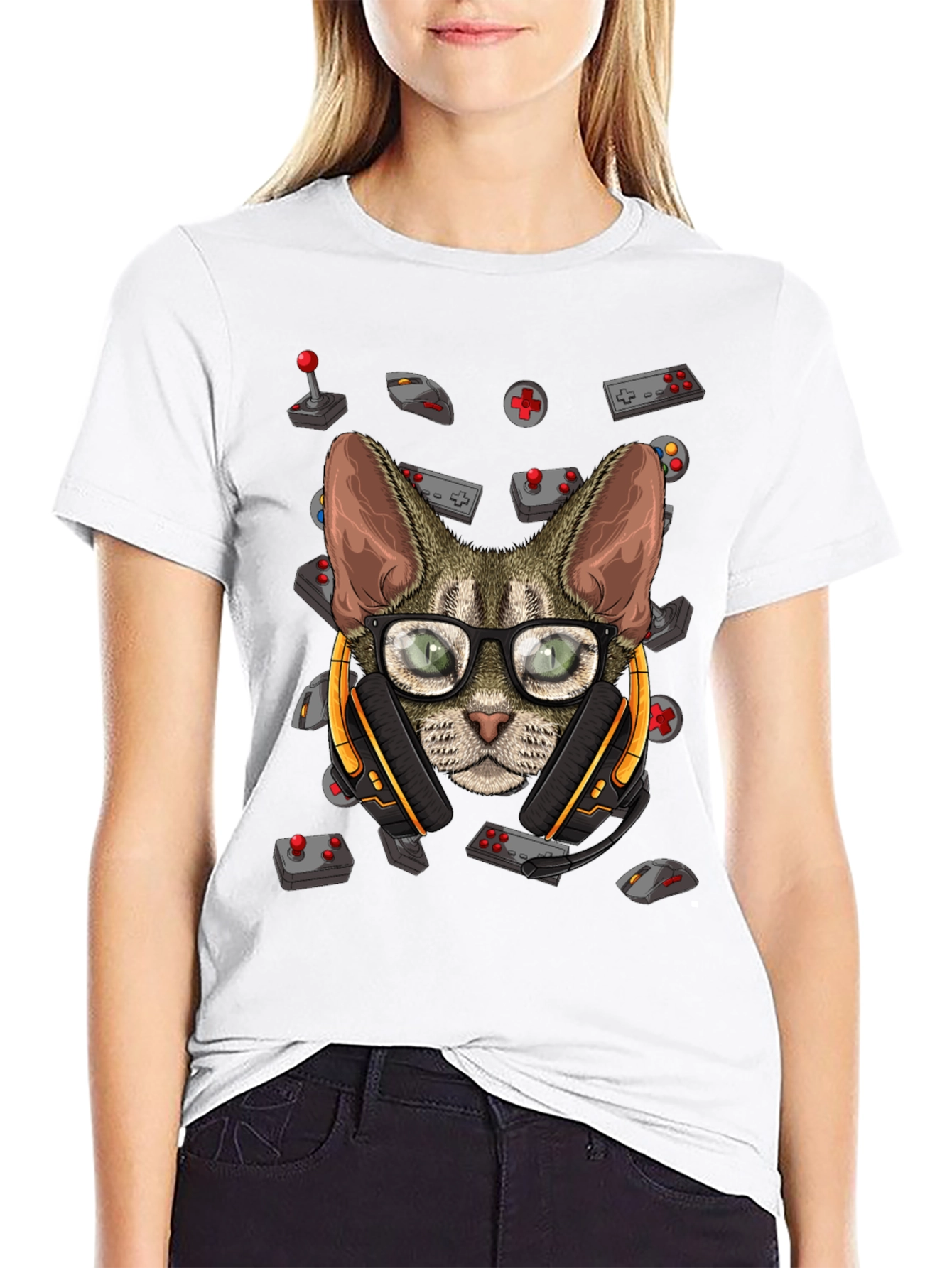 Gamer Cat Graphic T-Shirt - Cool Novelty Tee