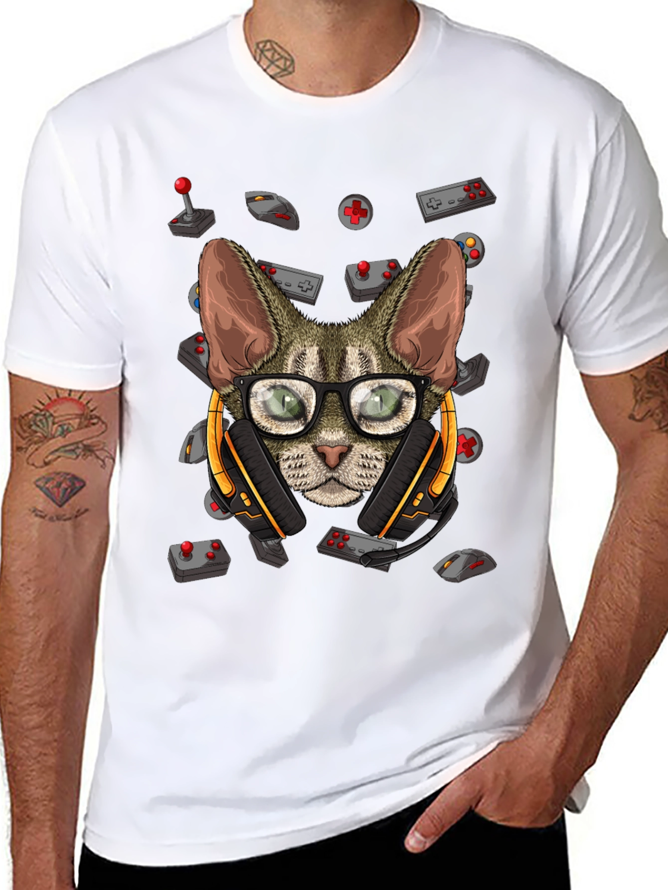 Gamer Cat Graphic T-Shirt - Cool Novelty Tee