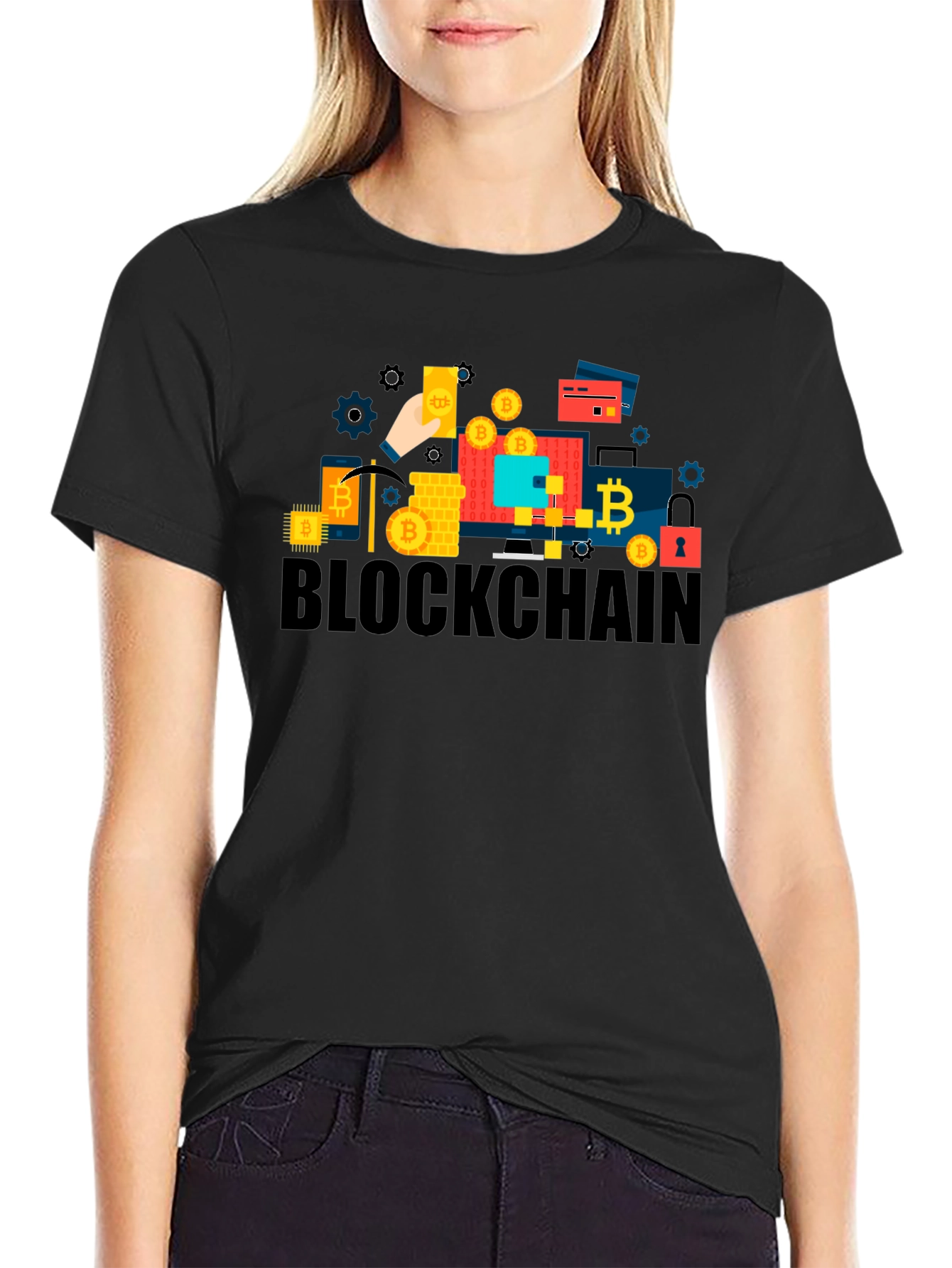 Blockchain Bitcoin Graphic T-Shirt