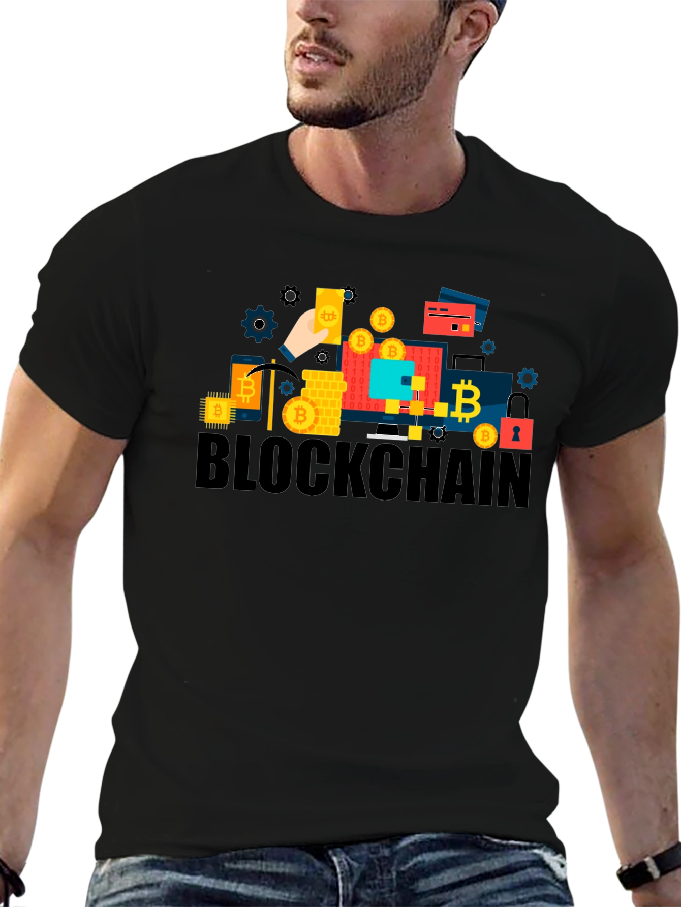 Blockchain Bitcoin Graphic T-Shirt