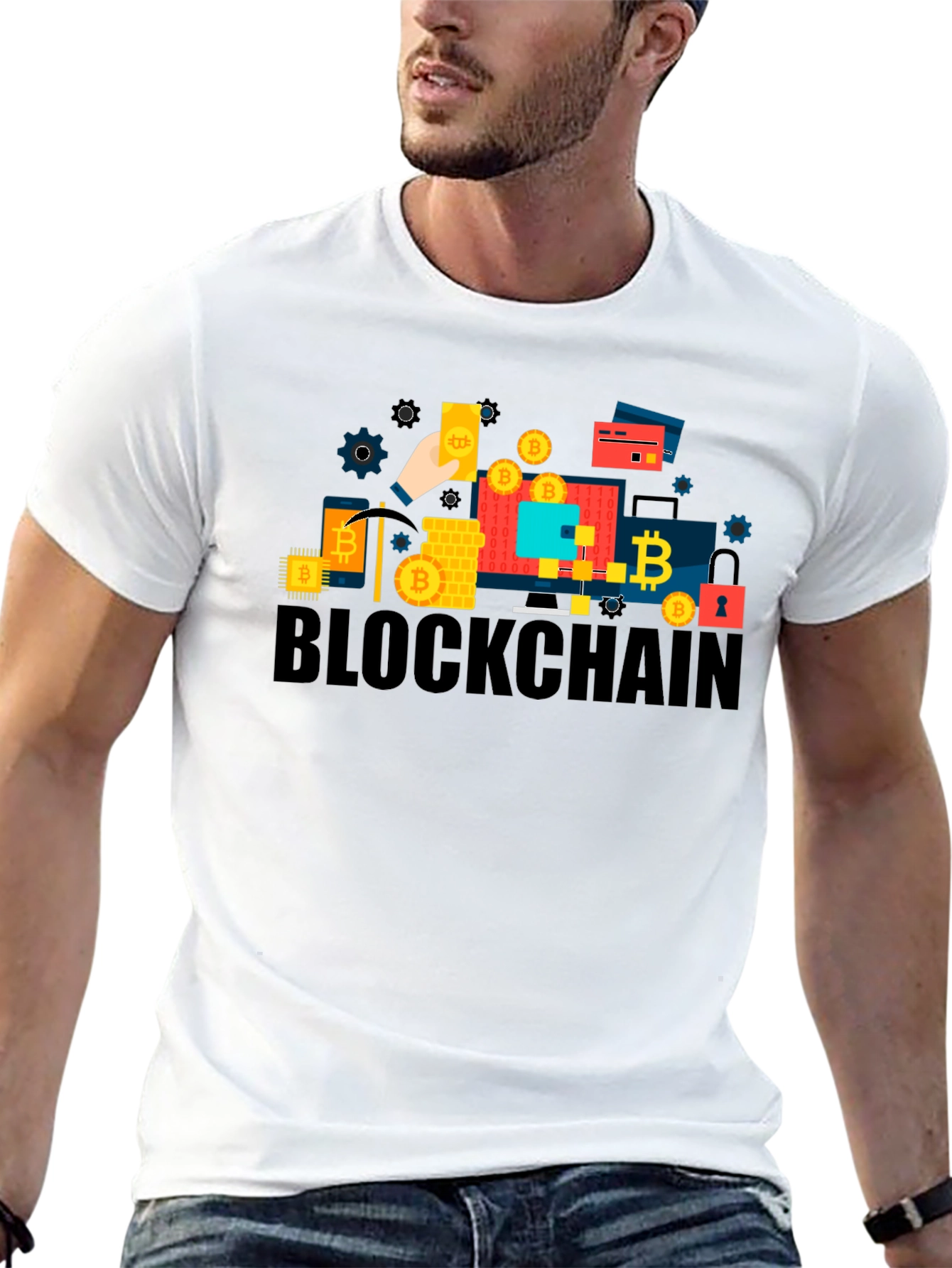 Blockchain Bitcoin Graphic T-Shirt