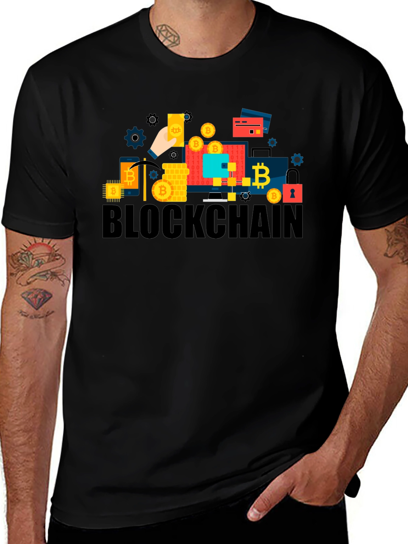 Blockchain Bitcoin Graphic T-Shirt