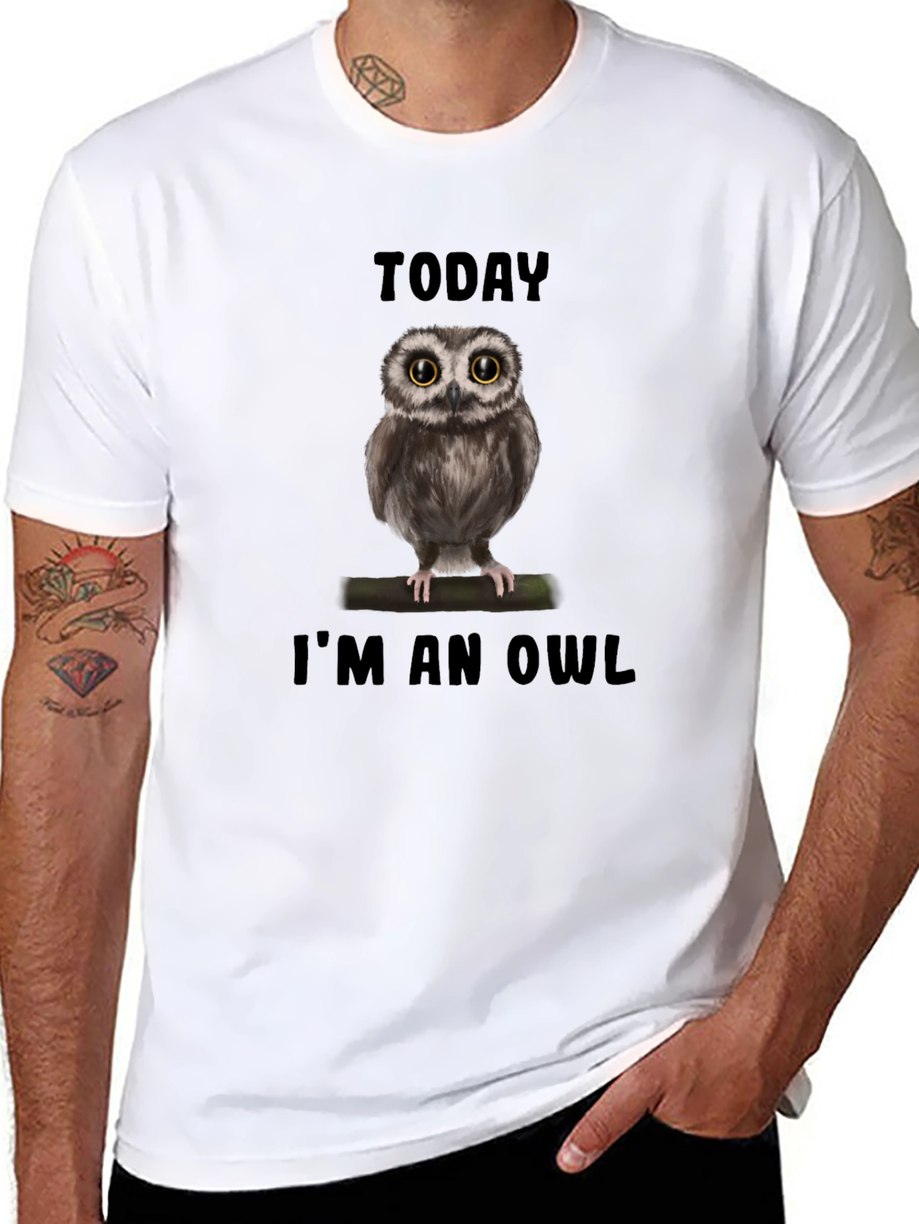 Today Im an Owl T-Shirt - Black Cotton Tee