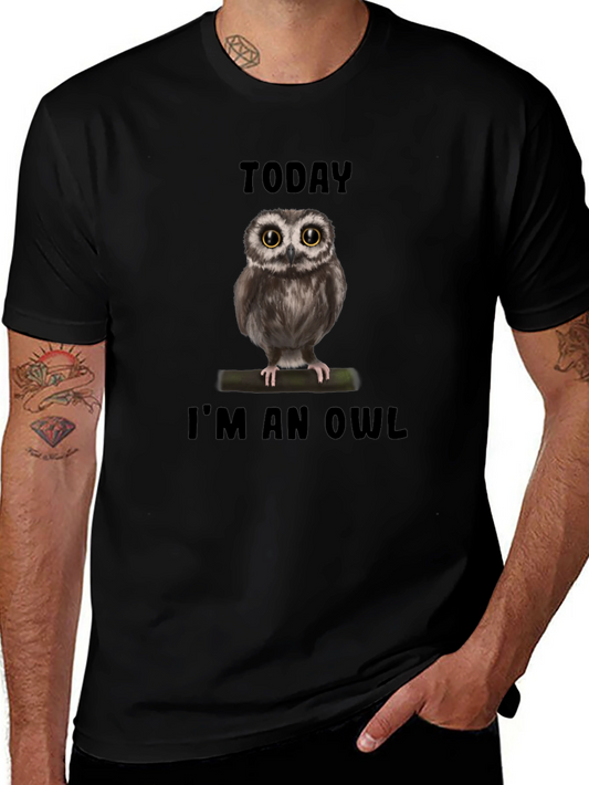 Today Im an Owl T-Shirt - Black Cotton Tee