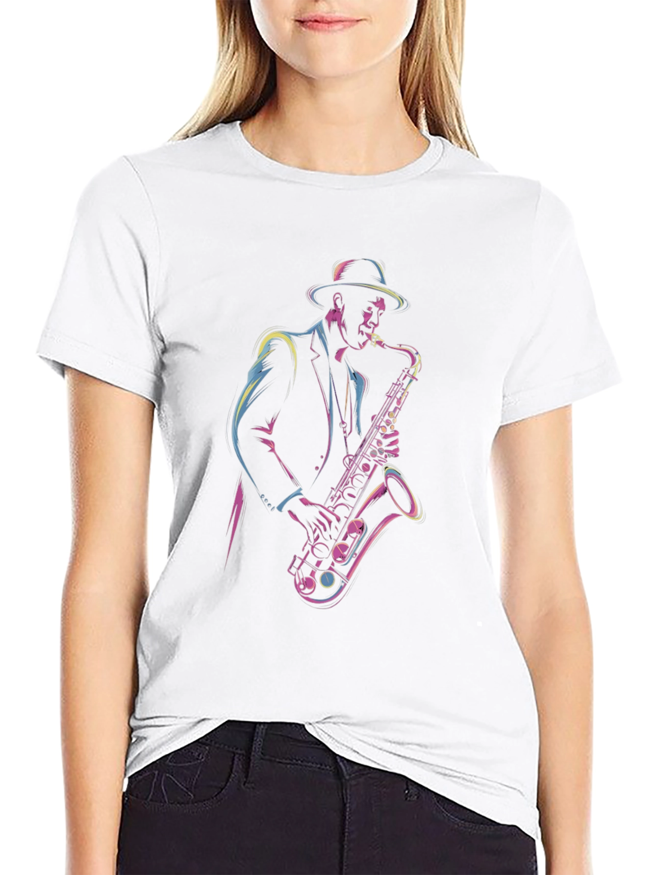 Saxophone Player Graphic Tee - Cool Jazz Shirt