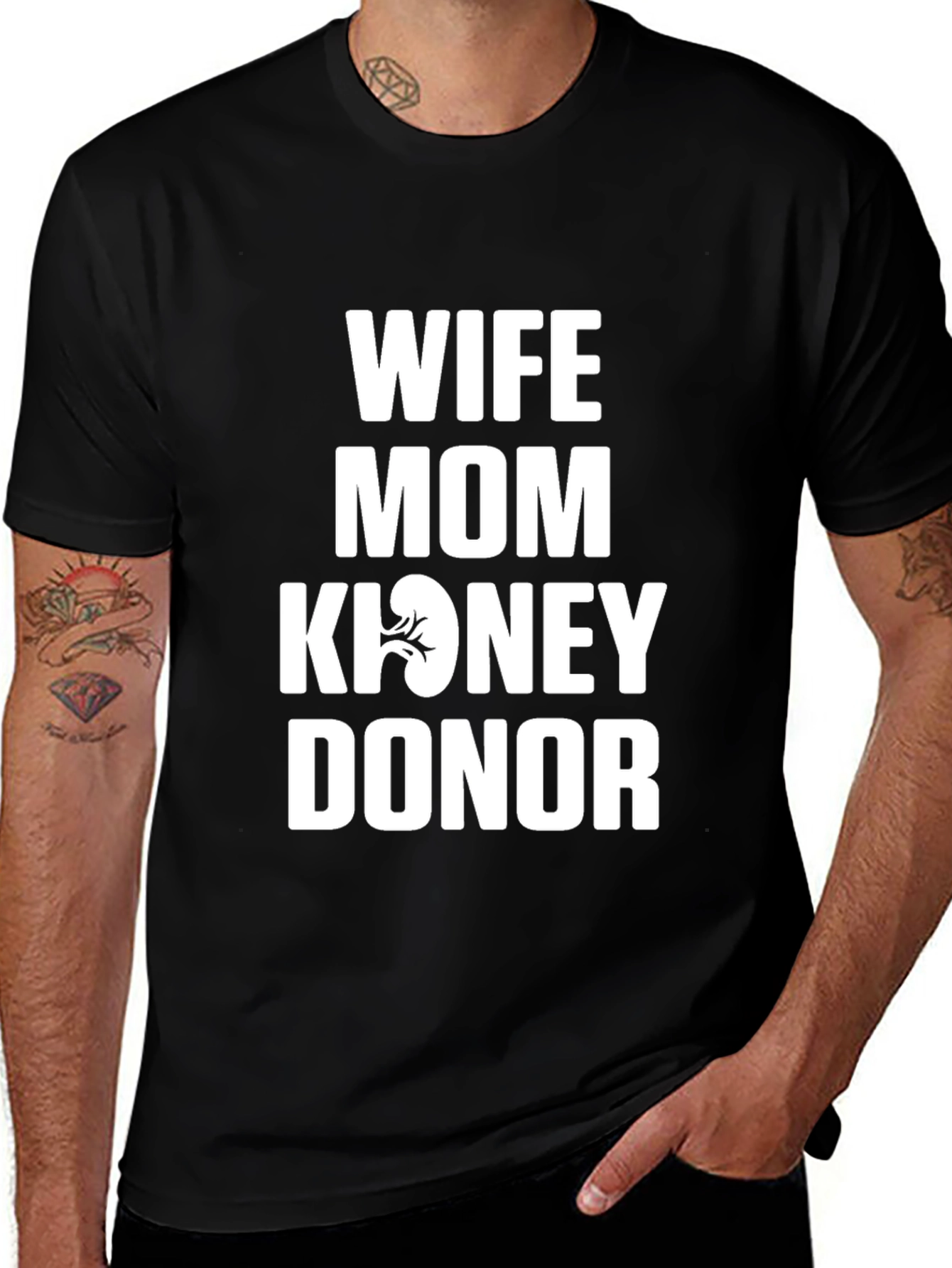 Wife Mom Kidney Donor Graphic Tee - Black