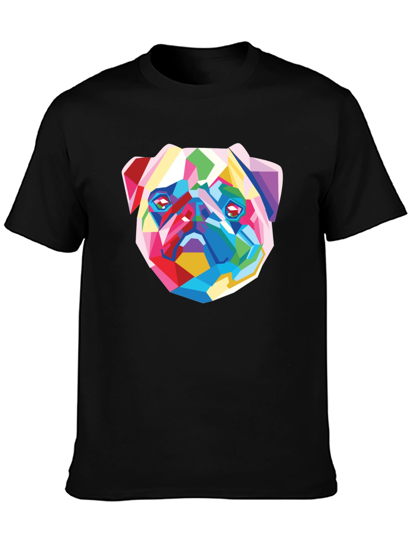 Geometric Pug Graphic Tee - Modern Art Shirt