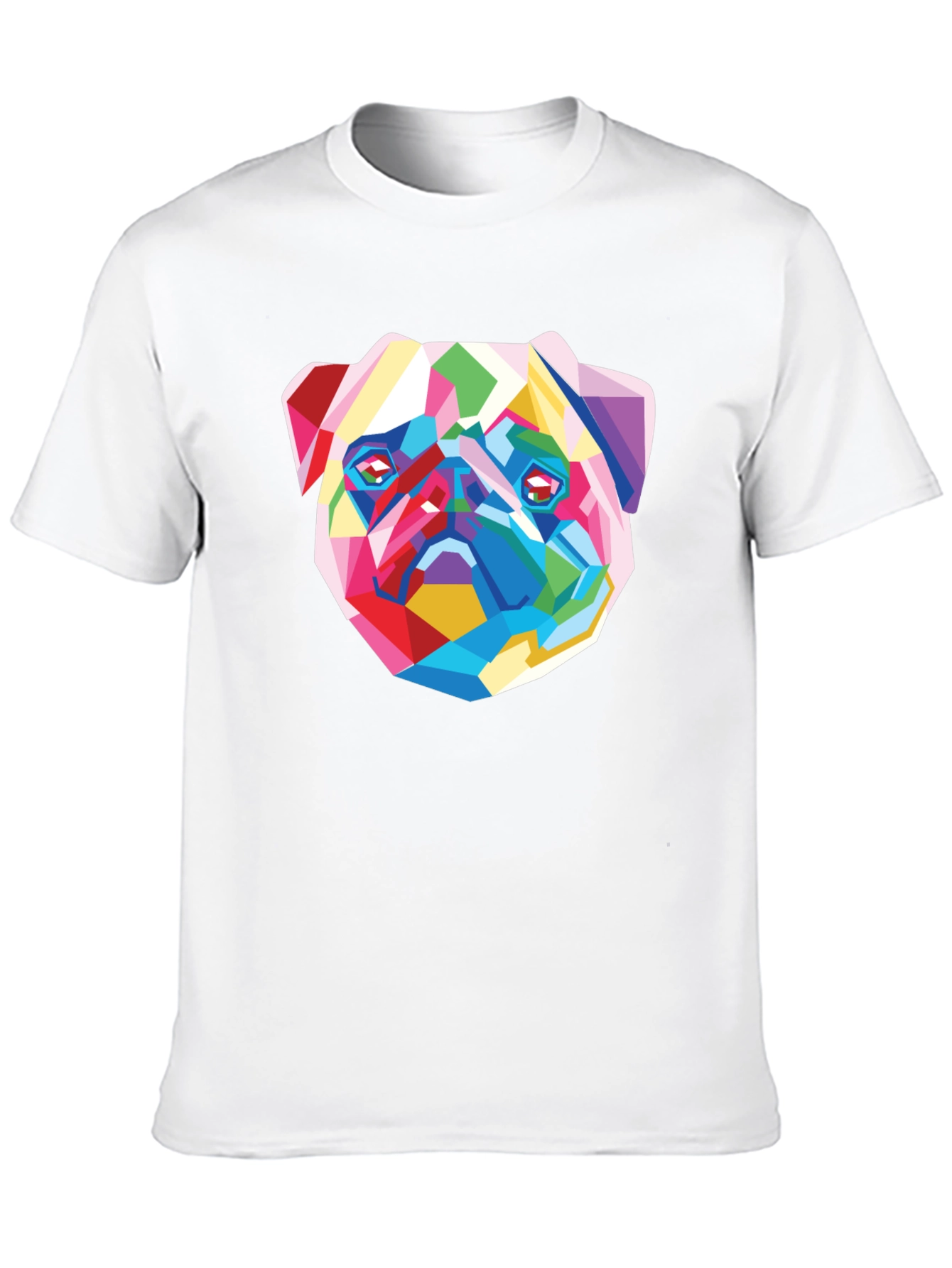 Geometric Pug Graphic Tee - Modern Art Shirt