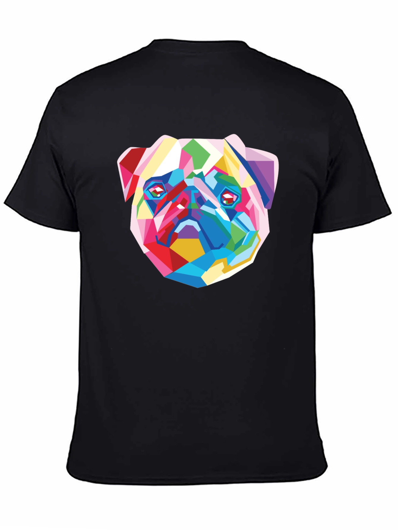 Geometric Pug Graphic Tee - Modern Art Shirt